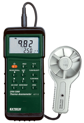 Extech 407113: Heavy Duty CFM Metal Vane Anemometer
