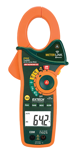 Extech EX845: 1000A AC/DC True RMS Clamp/DMM with IR Thermometer and Bluetooth MeterLink™