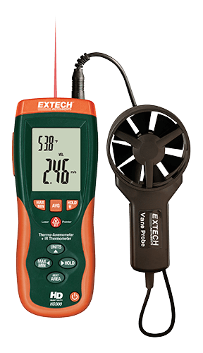 Extech HD300: CFM/CMM Thermo-Anemometer with Built-in InfraRed Thermometer