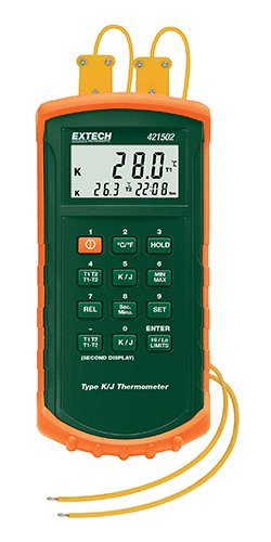 Extech 421502: Type J/K, Dual Input Thermometer with Alarm