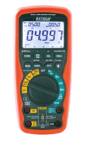 Extech EX540: 12 Function Wireless True RMS Industrial MultiMeter/Datalogger