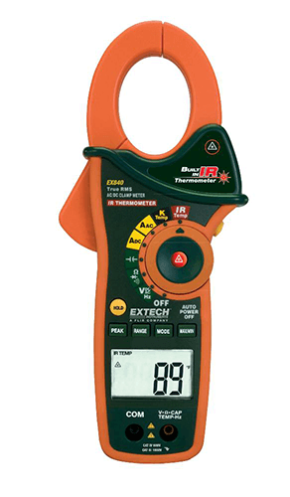 Extech EX840: 1000A AC/DC True RMS Clamp/DMM + IR Thermometer